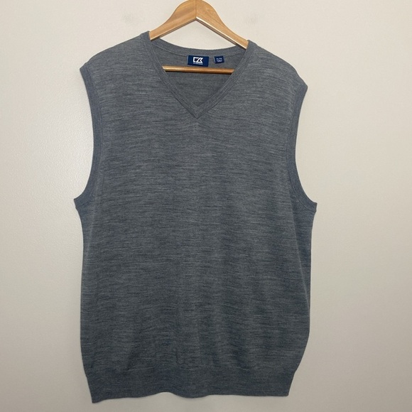 Cutter & Buck Douglas Mens V-neck Vest Merino Wool Blend Gray Size XL - Picture 4 of 10